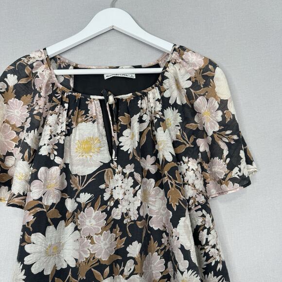 Abercrombie & Fitch Womens Dress Small Gray Floaty Trapeze Mini Floral Sundress - Picture 4 of 12